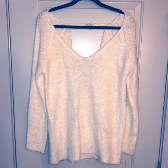 Tobi V-Neck White Sweater - L - Picture 1 of 2